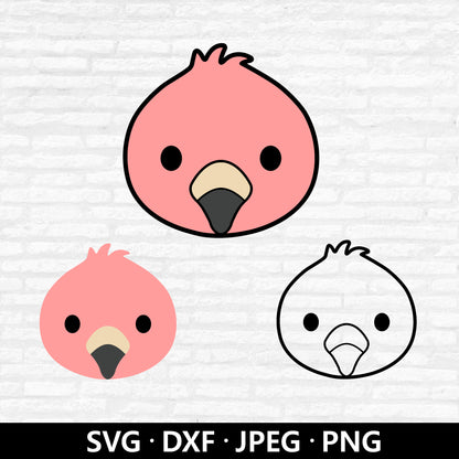 Flamingo Face SVG, Baby Flamingo Vector, Summer Tropical Cute Animal Flamingo clipart, Jungle Animals Bird Cutting files Digital Download