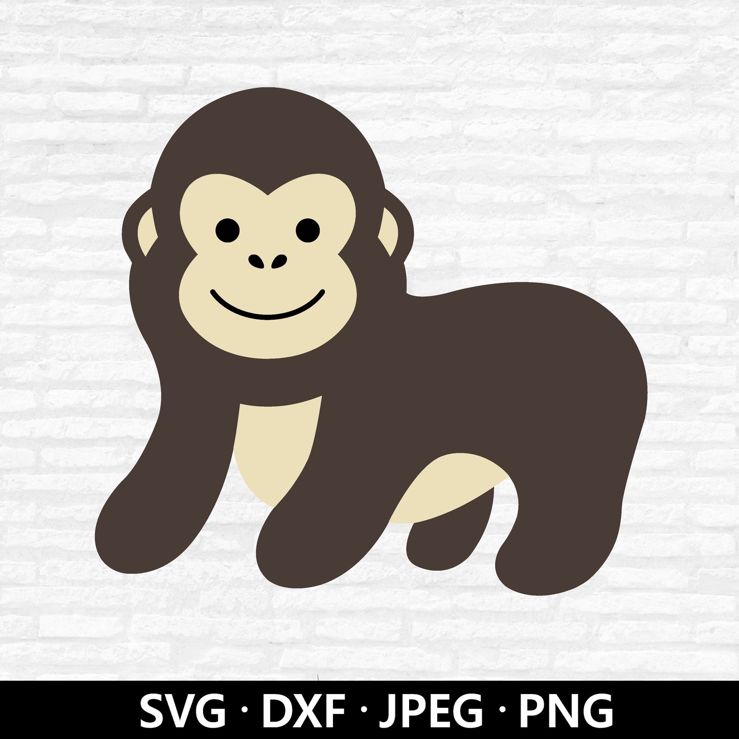 Gorilla SVG, Baby Gorilla Vector, Gorilla shirt PNG, Safari animals Gorilla Clipart, Cute Animal Gorilla Layered cut files Digital Download