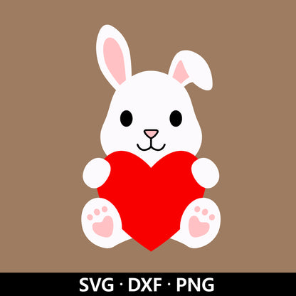 Bunny Heart SVG, Cute Baby Bunny Valentine Vector, Valentine's Day Cut File, Bunny Clipart, Valentine Animal Cut files Digital Download