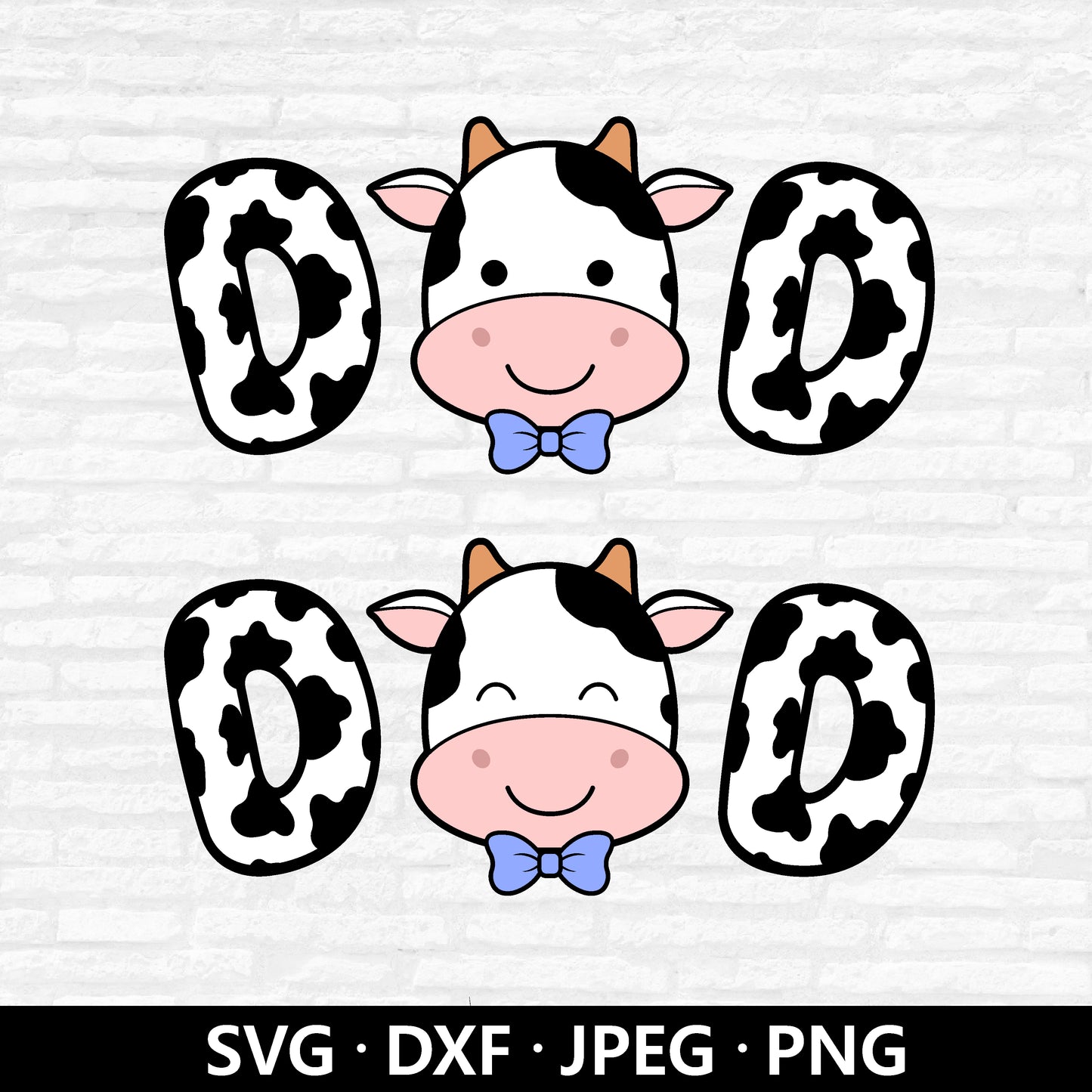 Cow Dad SVG, Cow Face Daddy Vector, Kid Farm Cow Parents Birthday Clipart, farm animal letters Dxf, Cute Cow cut files Digital Download