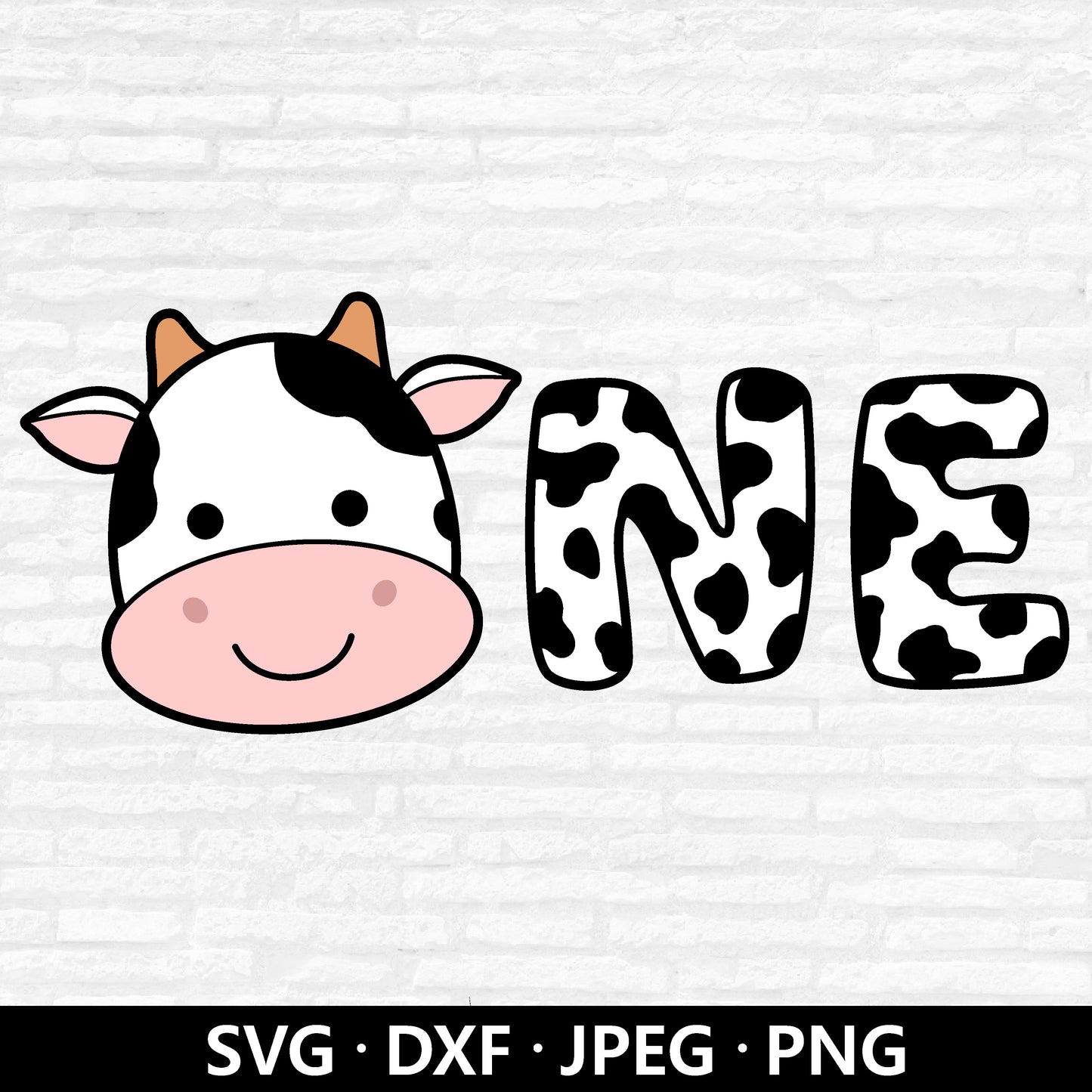 Cow One Birthday SVG, 1st Birthday SVG, Cute Cow Svg, Cow Birthday Cut files, Cow Face Clipart, Birthday party shirt PNG Digital download