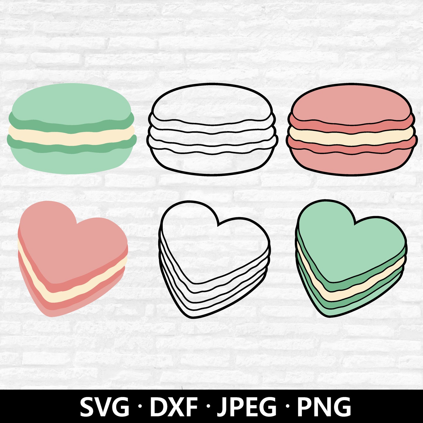 Macaron Cookie SVG, Macaron Vector, Dessert Clipart, Sweets French Macaron SVG, Birthday svg, Macaroon Outline Cut files Digital download