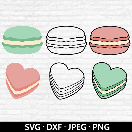 Macaron Cookie SVG, Macaron Vector, Dessert Clipart, Sweets French Macaron SVG, Birthday svg, Macaroon Outline Cut files Digital download