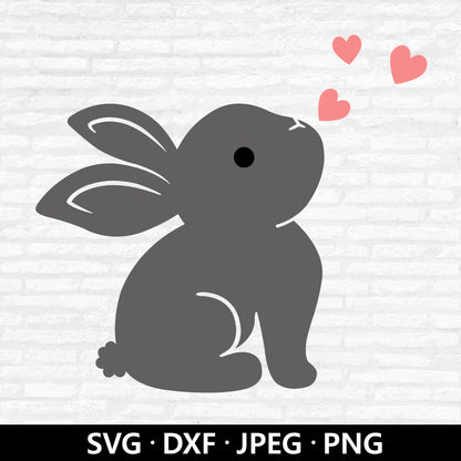 Cute Baby Bunny SVG, Easter Bunny DXF, Rabbit SVG, Baby Shower Shirt Png, Cute Animal Clipart, Bunny with heart Cut files Digital Download