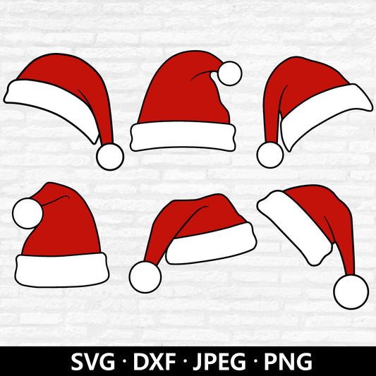 Santa Hat SVG, Christmas Hat Layered cut file, Christmas SVG, Winter Hat DXF, Xmas Clipart, Holiday Winter Kid Shirt Digital Download