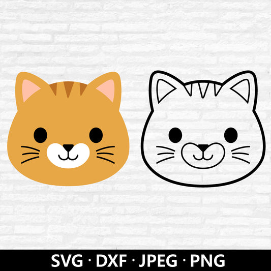 Cat Face SVG, Kitten cut file, Cute Cat Vector, Baby cat head, Pet PNG, Cute cat face clipart, Cat Lover, Cat Cut files Digital Download