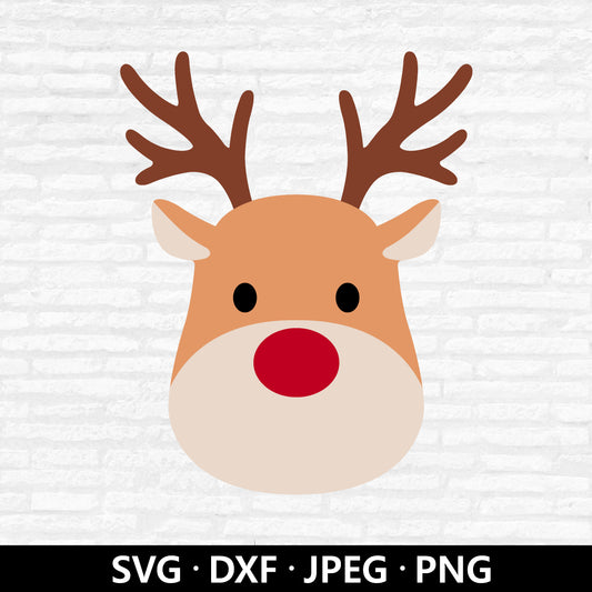 Reindeer Face SVG, Christmas Vector, Cute Reindeer Clipart, Winter Xmas Holiday Christmas Shirt PNG, Reindeer Cut files Digital download