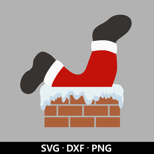 Santa Chimney SVG, Stuck Santa Legs SVG, Cute Christmas Funny Santa Clipart, Xmas Holiday Winter Santa Claus Cut files Digital Download