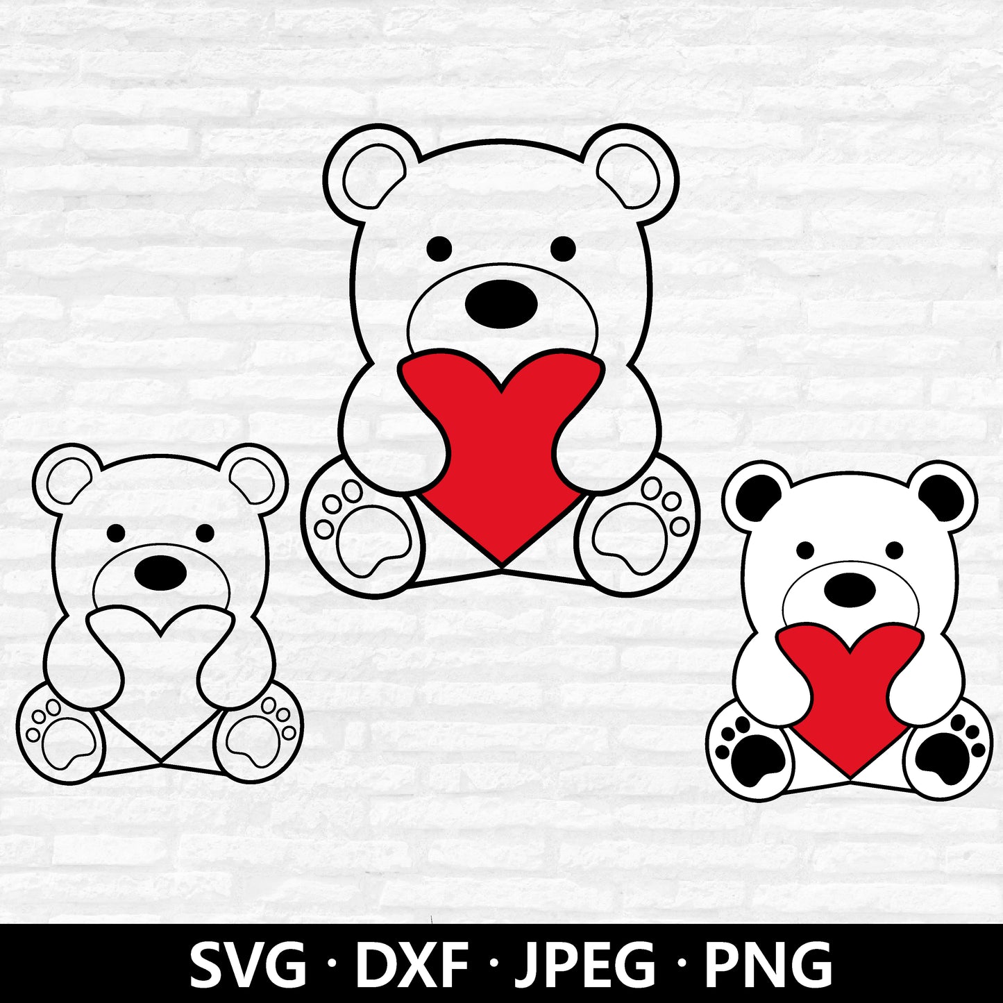 Cute Bear with Heart SVG, Valentine's Day Animal Clipart, Bear layered files, Valentine Gift, Valentines Bear Cut files Digital Download