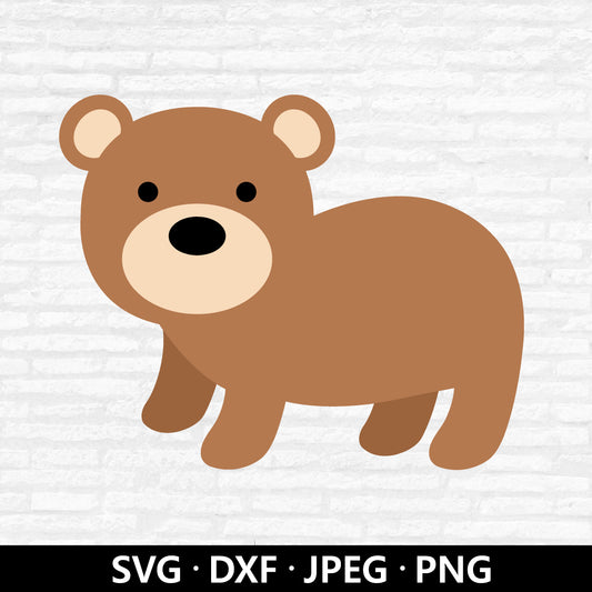 Cute Bear SVG, Brown Bear Vector, Baby Shower Shirt, Nursery Animals Dxf, Woodland Bear layered files, Baby bear Cut files Digital Download