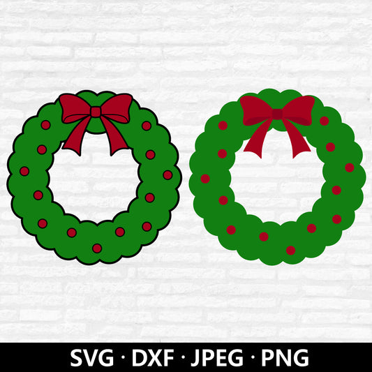 Christmas Wreath SVG, Xmas Wreath Vector, Holiday Wreath PNG, Christmas Decor Clipart, Winter Door Ornaments Cut files Digital Download