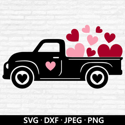 Valentines red Truck SVG, Valentines vintage Truck ,Valentines Cutting File svg, Hearts Truck svg, loads of love Cut files Digital Download