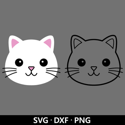 Cat Face SVG, Kitten cutting file, Cute Cat Clipart, Baby cat head, Cat face Outline Vector, Cat Lover Shirt, Cat Cut Files Digital Download