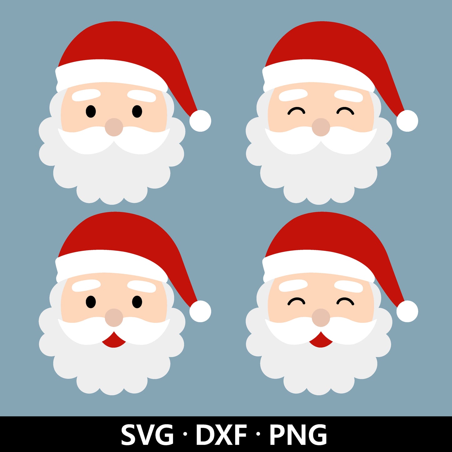 Santa Claus Face SVG, Cute Santa layered file, Funny Santa Head Clipart, Christmas Xmas Holiday Winter Kid Shirt Cut files Digital Download