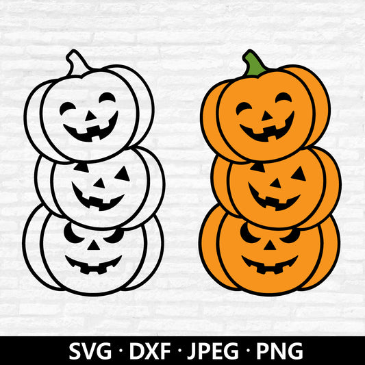 Halloween Pumpkins SVG file, Stacked Pumpkin Vector, Spooky season Clipart, Halloween Shirt PNG, Pumpkin Face Cutting Files Digital Download