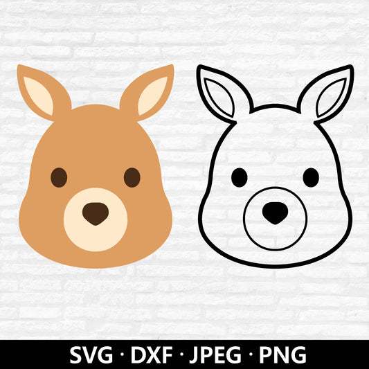 Kangaroo Face SVG, Kangaroo Vector, Jungle Animals Png, Australia animals svg. Kangaroo  Clipart, Cute Kangaroo Cut Files Digital Download