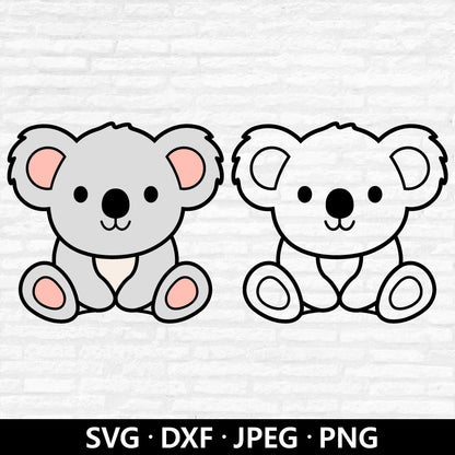 Cute Koala SVG, Koala Clipart, Jungle Animal SVG, Koala Vector, Cute Animals SVG, Koala Outline files, Koala Cutting Files Digital Download