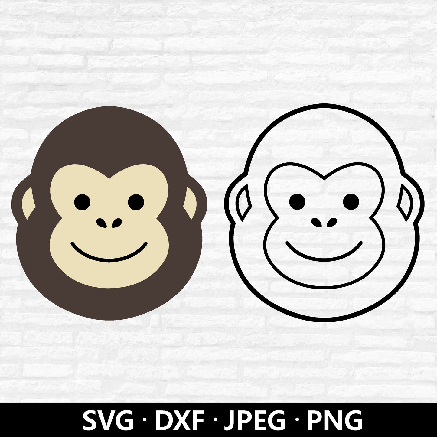 Gorilla Face SVG, Gorilla Head Dxf, Cute Gorilla PNG, Gorilla Clipart, Gorilla Cutting Files, Gorilla Outline cut files Digital Download