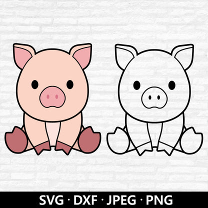 Baby Pig SVG Files, Pig Cut file, Cute Animal Svg, Pig Clipart, Farm Svg, Pig Cutting file, Farm Animals Cut files Digital Download