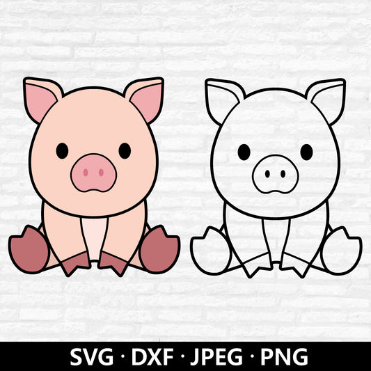 Baby Pig SVG Files, Pig Cut file, Cute Animal Svg, Pig Clipart, Farm Svg, Pig Cutting file, Farm Animals Cut files Digital Download