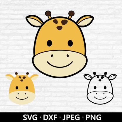 Giraffe Face SVG, Cute baby giraffe Vector, Giraffe Clipart, Cute Giraffe Outline Png, Cute animal Dxf, Giraffe Cut files Digital Download