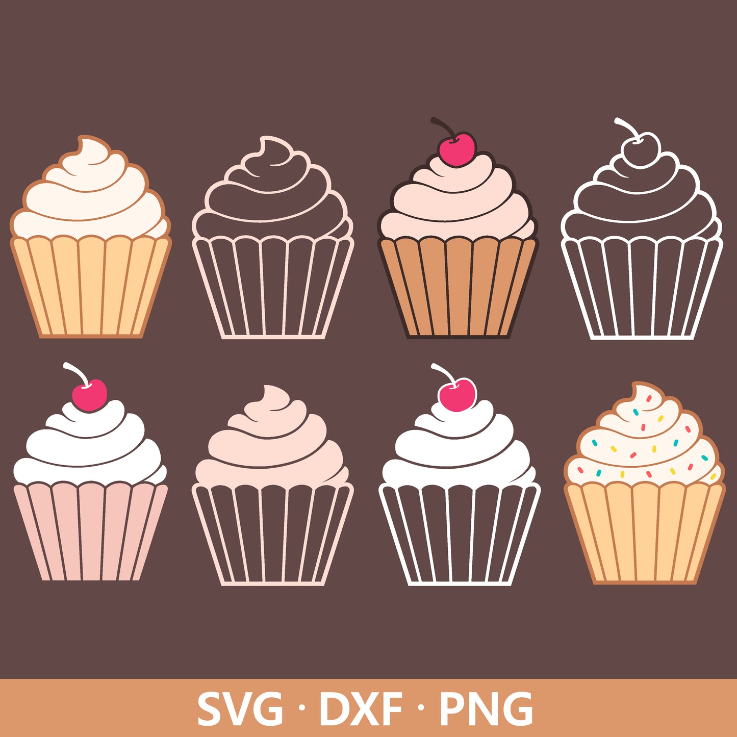 Cupcake SVG, Cake Cut file, Cupcake bundle svg, Sweets Vector, Cupcake Outline DXF, Birthday PNG, Cupcake clipart Cut files Digital download