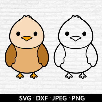 Cute Bird SVG, Sparrow Clipart, Woodland animal Png, Bird Outline Svg, Baby animal Dxf, Cute Baby Bird Cut files Digital Download