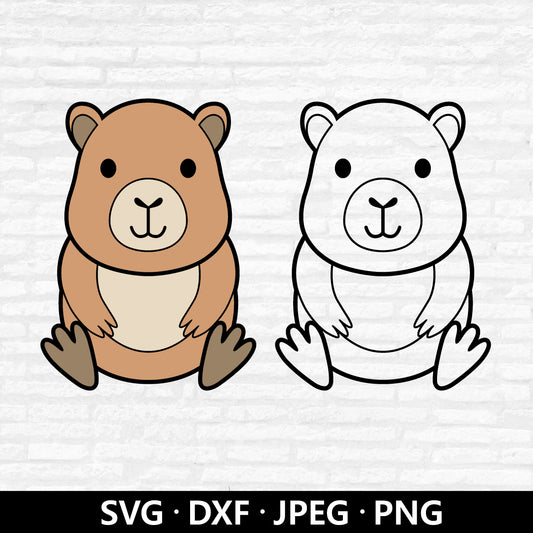 Cute Capybara SVG, Jungle Animals Clipart, Baby Capybara Vector, Capybara Outline Dxf, Nursery Animal Cut files Digital Download
