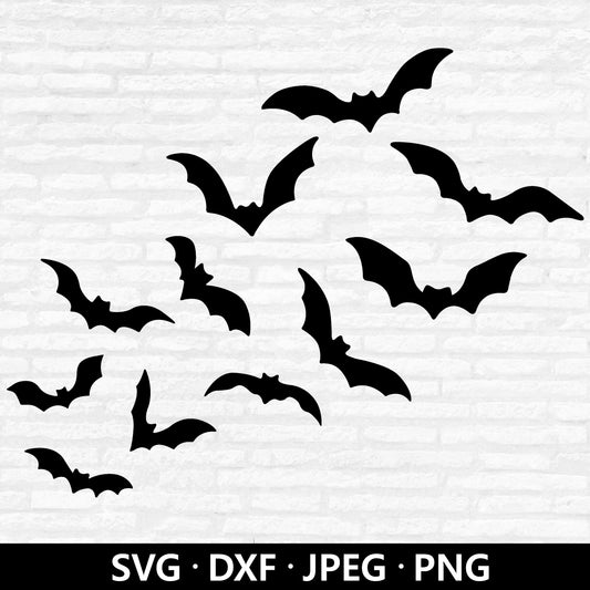 Halloween Bats SVG, Spooky Bats Svg, Bats Clipart, Halloween Bats PNG, Halloween svg, Flying Bats Svg, Bats bundle SVG files for cricut