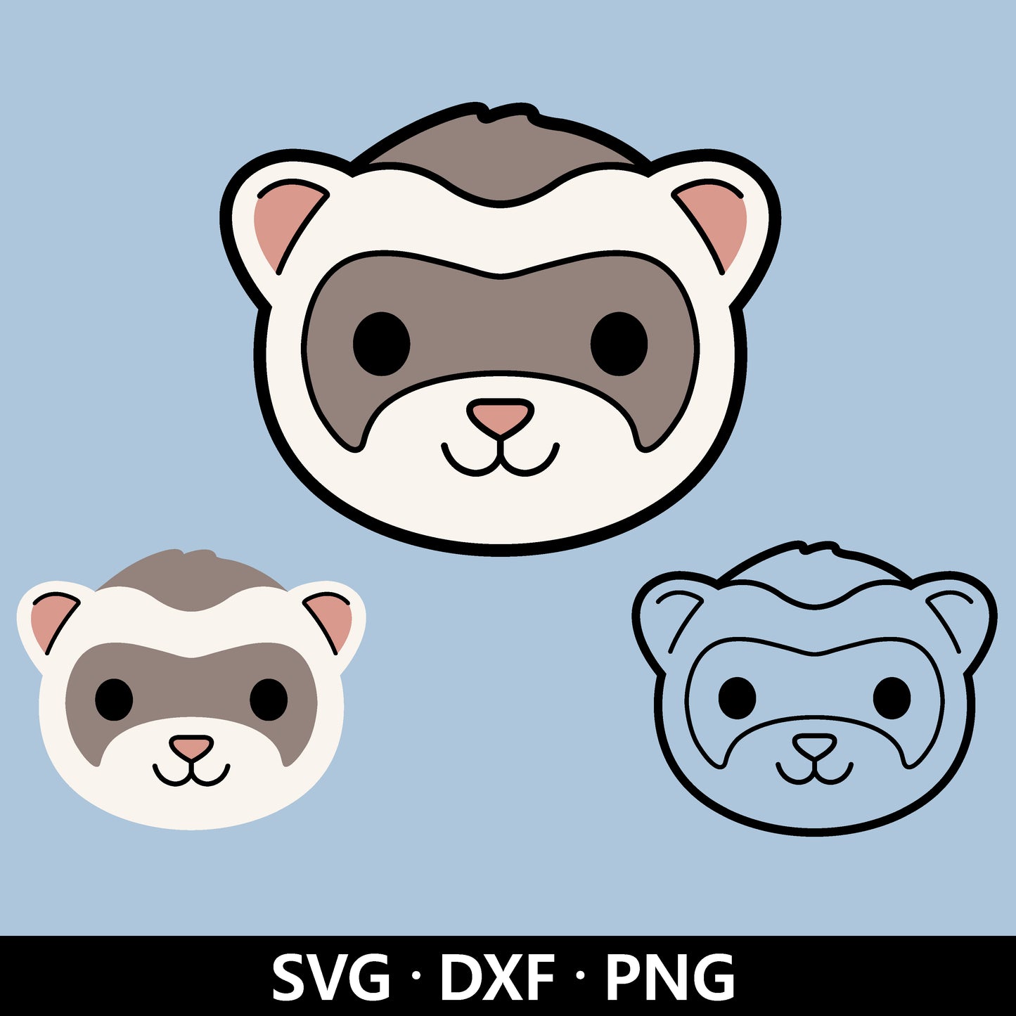 Ferret Face SVG, Ferret Clipart, Forest animal clipart, Ferret Vector, Baby Ferret Kids Shirt SVG, Cute Ferret cut files Digital Download