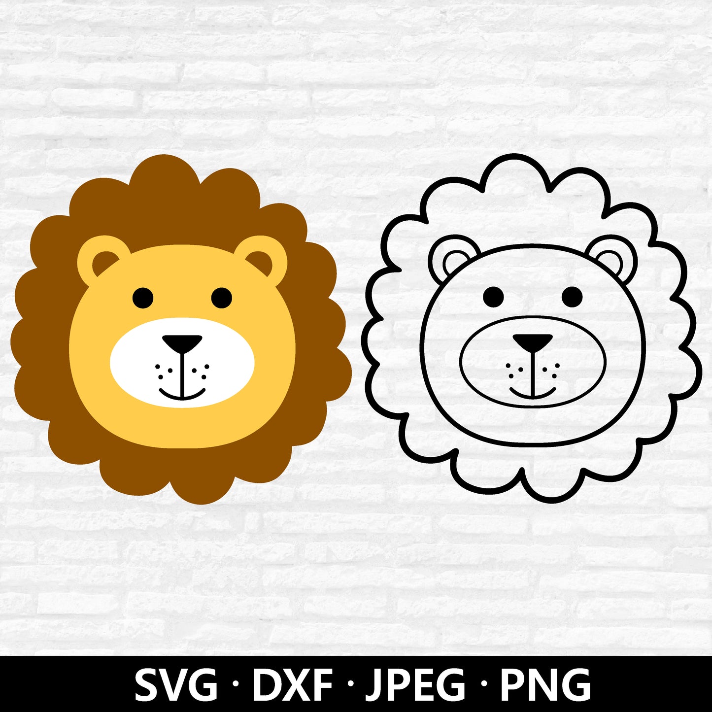 Baby Lion Face SVG, Cute Lion SVG, Baby Shower Shirt SVG, layered files, Lion Outline clipart, Jungle Animal Cut files Digital Download