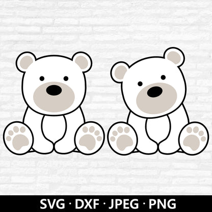 Polar Bear SVG, Cute Bear SVG. Baby Bear Clipart, Baby Shower Png, Kids shirts SVG, Bear layered file, Zoo animal Cut files Digital Download