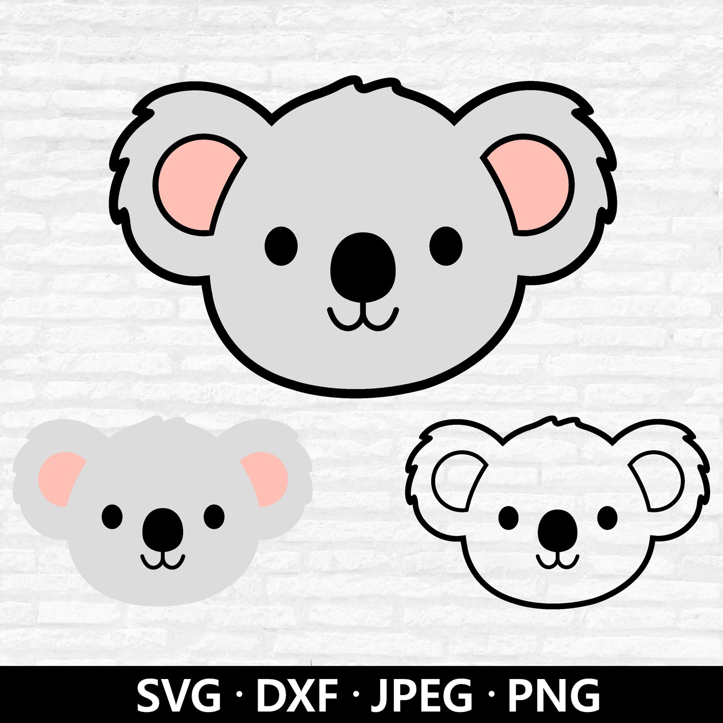 Koala Face SVG, Koala Cut Files, Jungle Animal Face Clipart, Koala Vector, Koala Outline PNG, Cute Animals Koala Cut Files Digital Download