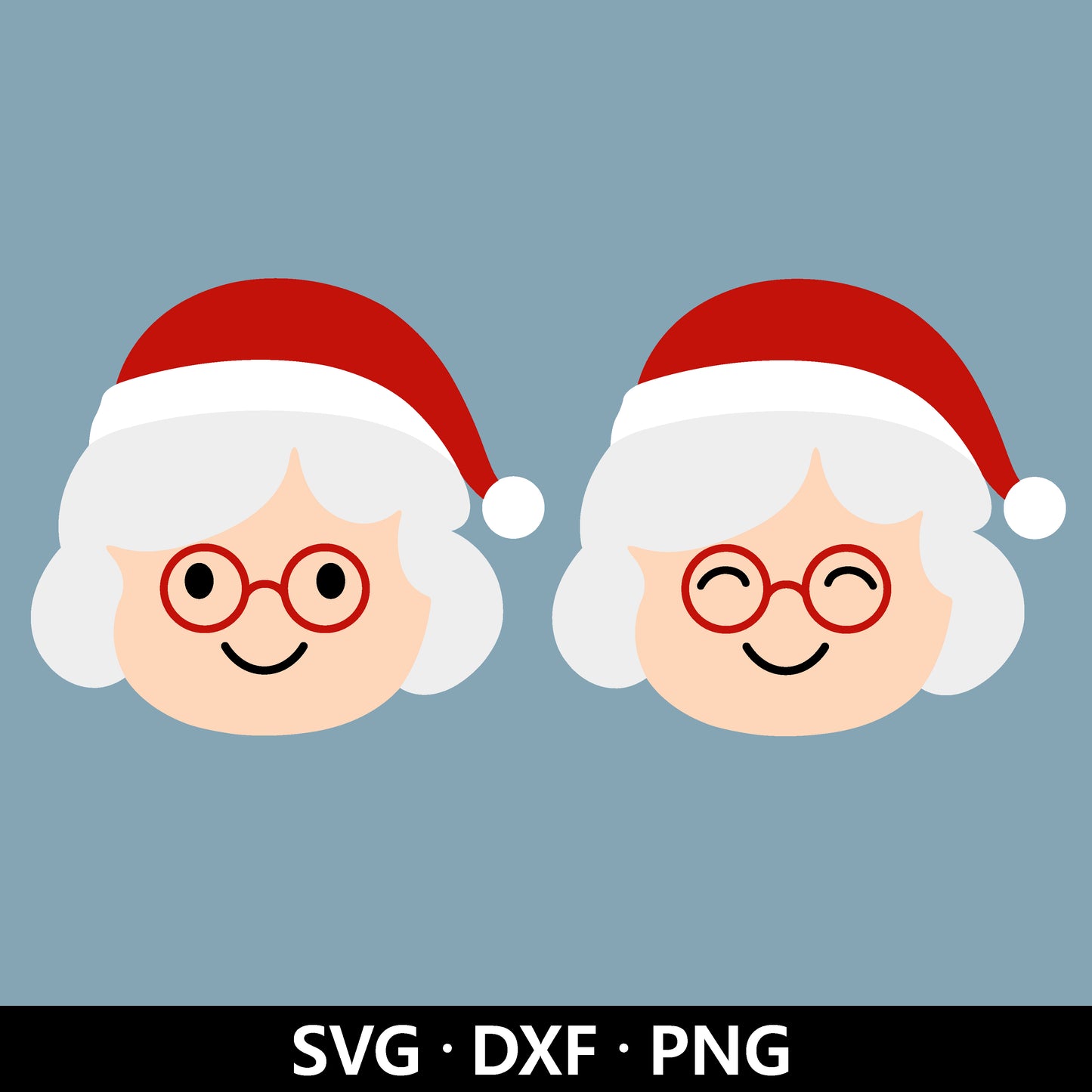 Mrs. Claus Face SVG, Cute Santa layered file, Funny Mrs Santa Head Clipart, Christmas Xmas Holiday Winter Shirt Cut files Digital Download