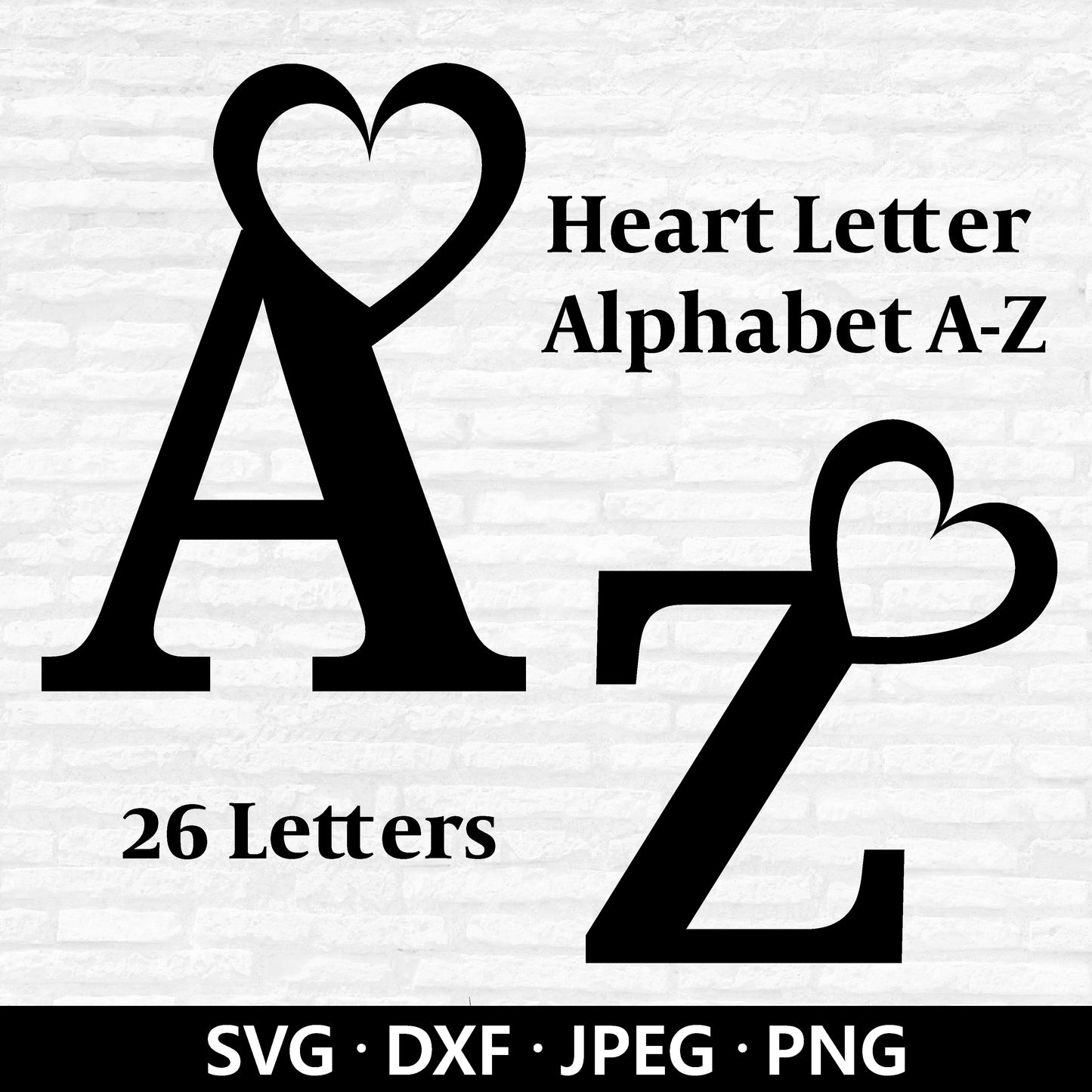 Love Alphabet Letter svg, Heart alphabet Dxf files, Heart Outline Alphabet Vector, Heart line art Alphabet Cutting files Digital Download