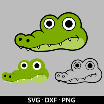 Alligator Face SVG, Baby Crocodile Vector, Crocodile Clipart, Baby Shower Shirt, Crocodile Outline Dxf, Alligator Cut files Digital Download