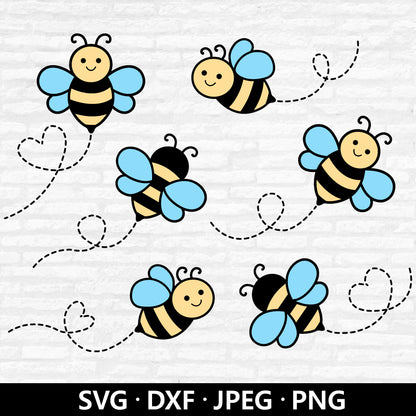 Bee Bundle SVG, Cute Honey Bee cutting file, Bee SVG, Bee Layered Cut Files, Bee Clip Art, Bee path svg bundle dotted lines Digital Download