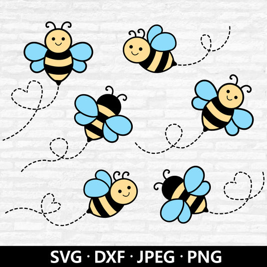 Bee Bundle SVG, Cute Honey Bee cutting file, Bee SVG, Bee Layered Cut Files, Bee Clip Art, Bee path svg bundle dotted lines Digital Download