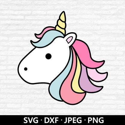 Unicorn Head SVG, Unicorn Clipart, Unicorn Face Vector, Cute Kids Animal Shirt Png, Baby Shower Svg, Unicorn cut files Digital Download