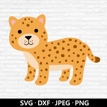 Cheetah SVG, Leopard Vector, Baby Cheetah Png, Cheetah Clipart, Baby Jungle Animal Dxf, Big Cats, Safari Animals Cut files Digital Download