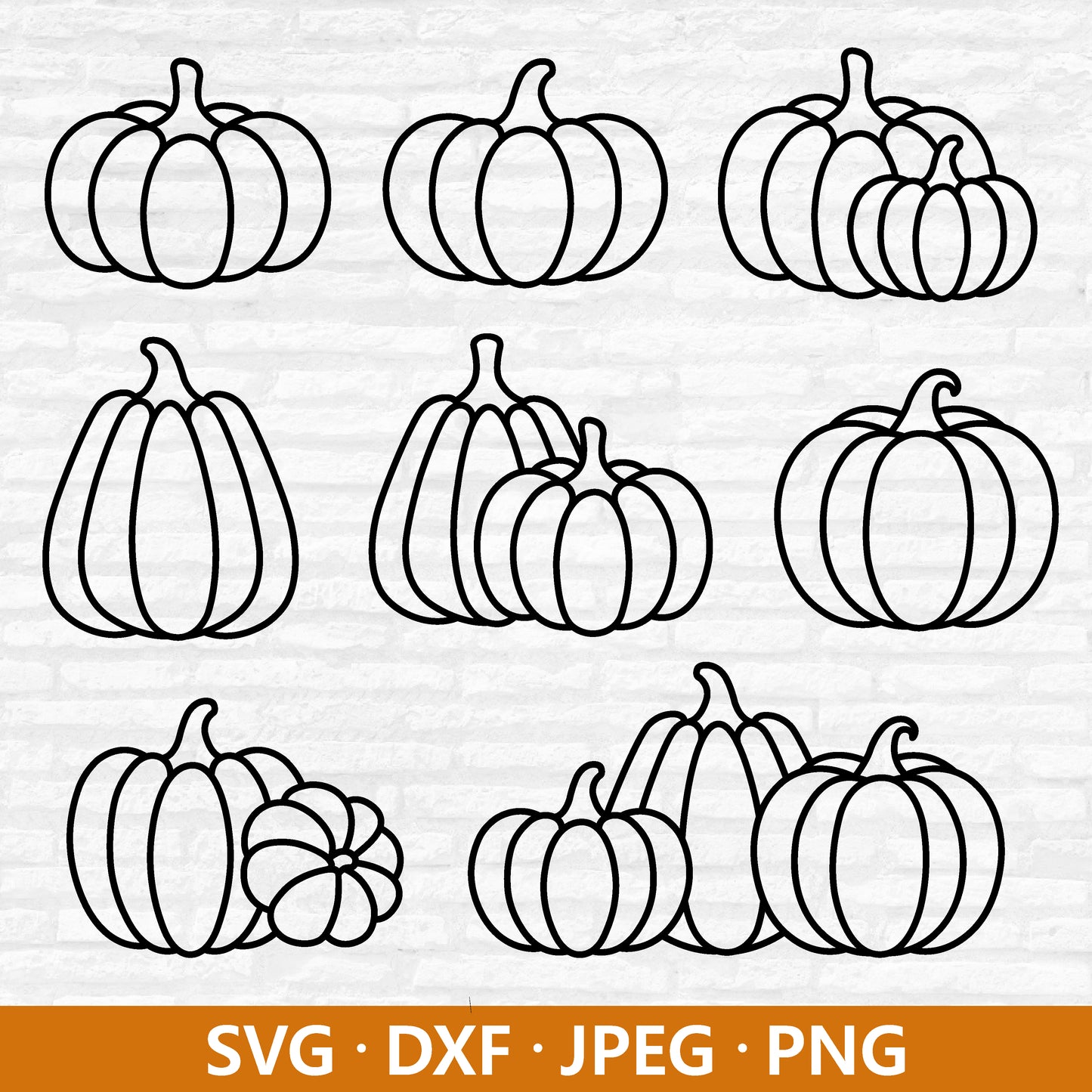 Pumpkin Outline SVG ,Pumpkin Svg Bundle, Halloween Pumpkin Cut File, Fall Clipart, Autumn Sign SVG, Pumpkin Cutting Files Digital Download