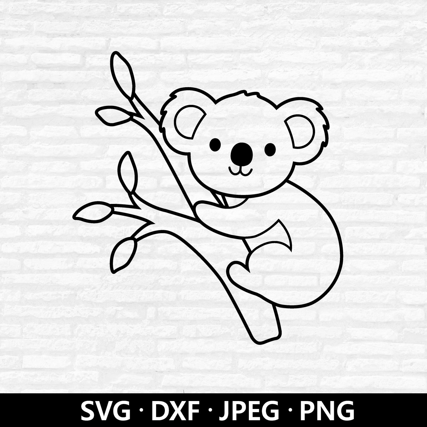 Koala on Branch SVG, Cute Koala Clipart, Safari Animal Koala Vector, Nursery Animal Kid Shirt PNG, Koala Cutting Files Digital Download