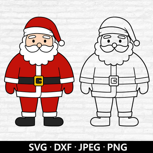 Santa SVG, Christmas Santa Outline Vector files, Santa Claus DXF, Funny Cute Santa Clipart, Xmas Holiday Santa Cut files Digital Download