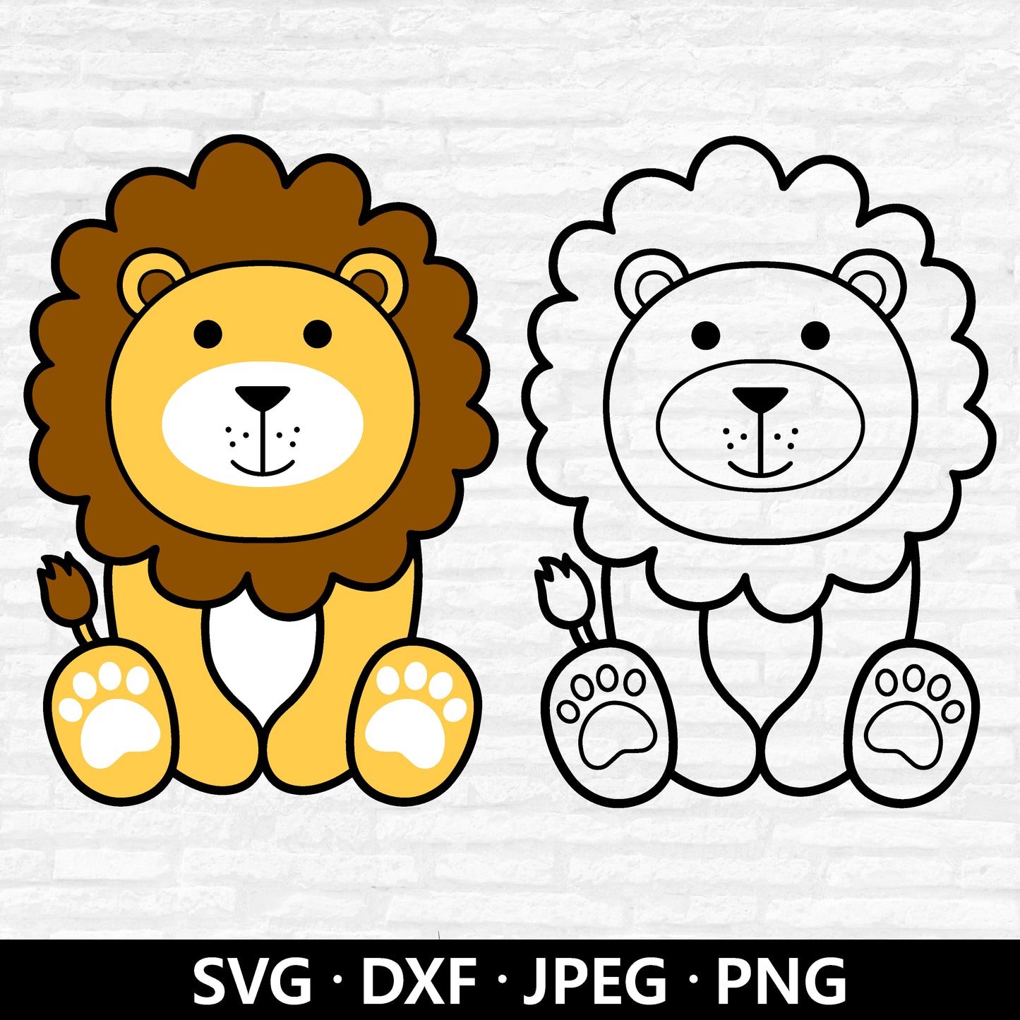 Cute Lion SVG, Baby Lion Vector, Baby Shower Boy Shirt, Lion layered files, Lion clipart, Jungle Animal Outline Cut files Digital Download