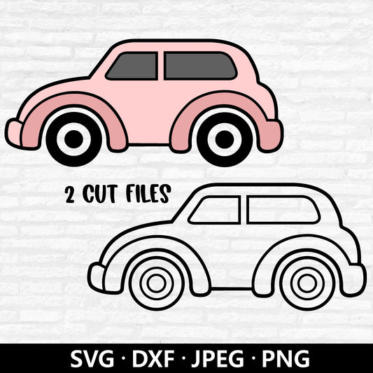 Car SVG file, Cute car svg, Retro car vector, Cat clipart, Car Outline Cut files Digital Download