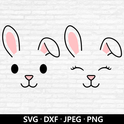 Bunny Face SVG, Easter Bunny Clipart, Bunny Vector, Cute Bunny Easter Png, Baby Rabbit Dxf, Cute Bunny Face Cut files Digital Download