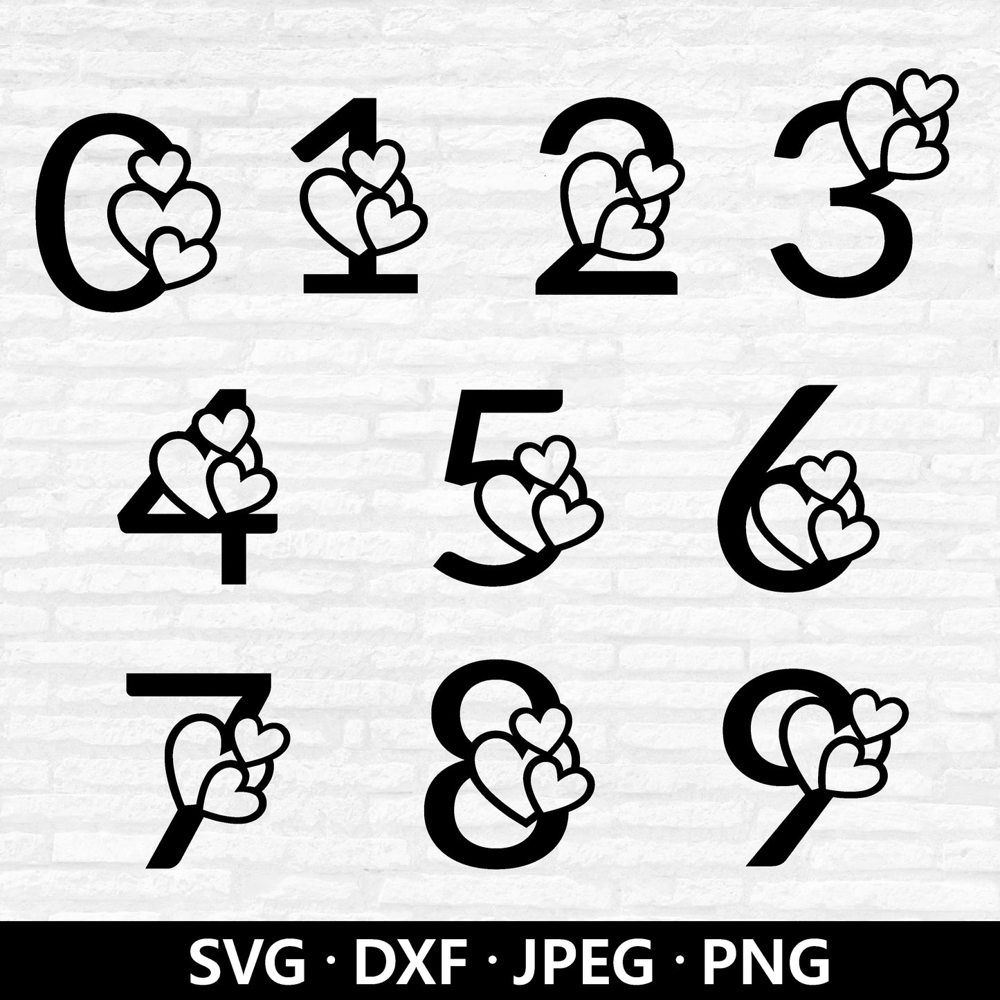 Heart number svg, Numbers Vector, Monogram Number Clipart, Heart Outline svg, Love line art number, Heart Outline Cut files Digital Download