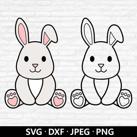 Easter Bunny Svg, Baby Rabbit Clipart, Woodland Animals Vector, Rabbit Svg, Easter Bunny Outline, Bunny layered cut files Digital Download