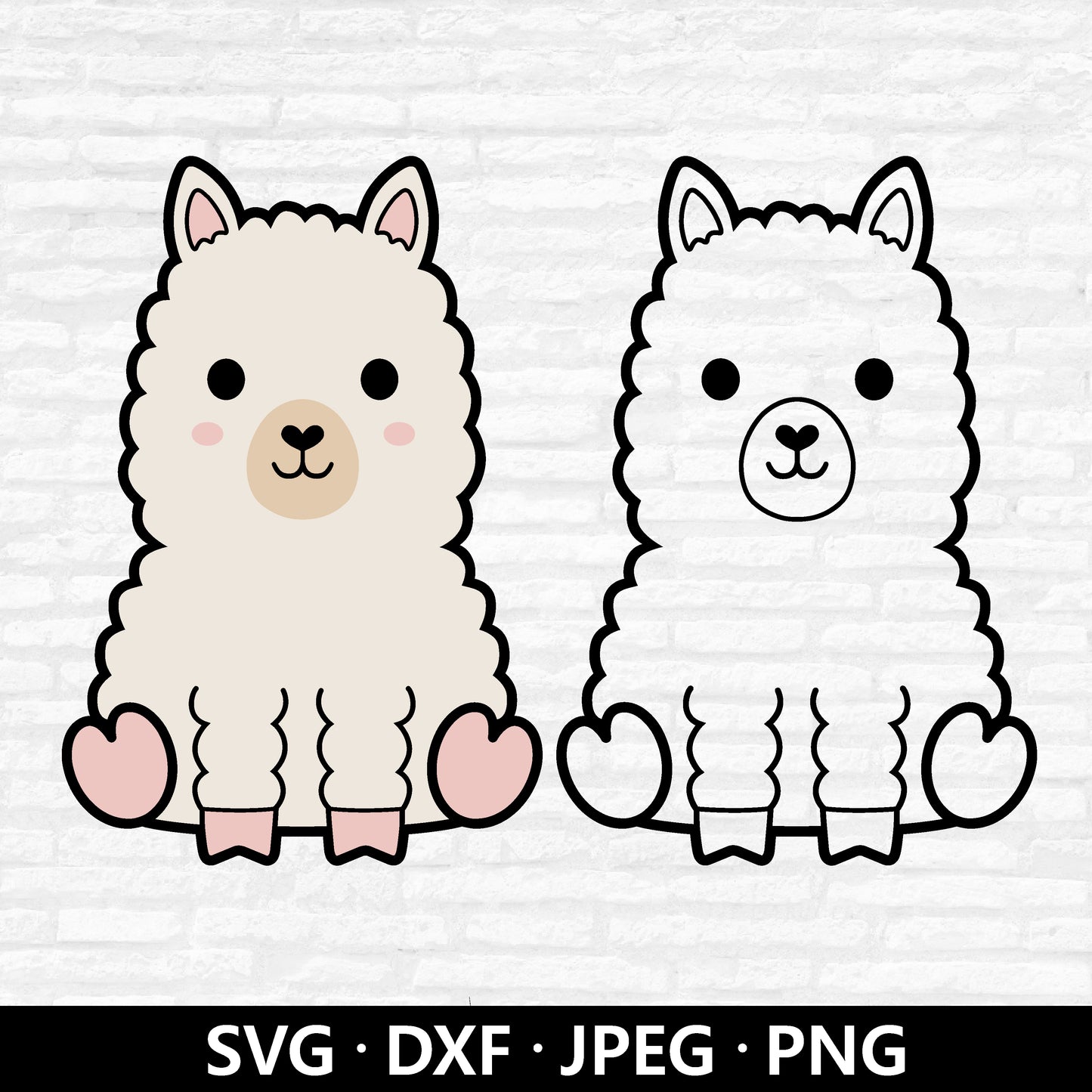 Cute Llama SVG, Llama Vector, Farm Animal design, Llama Outline Clipart, Kids Baby Animal Girl Shirt, Llama cut files Digital Download