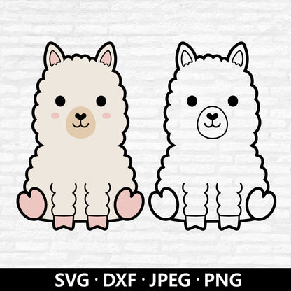Cute Llama SVG, Llama Vector, Farm Animal design, Llama Outline Clipart, Kids Baby Animal Girl Shirt, Llama cut files Digital Download